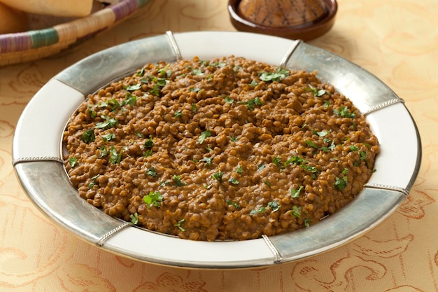 Moroccan brown lentils dish