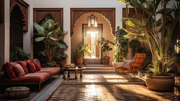 Марокканский двор контрастирует с элегантностью
