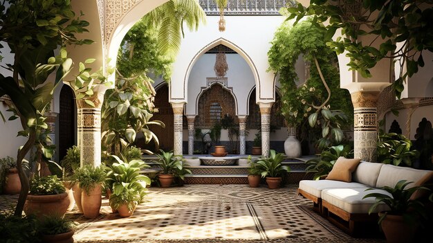 Марокканский двор контрастирует с элегантностью