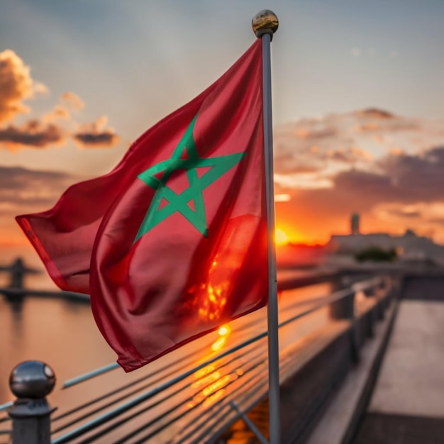 Moroccan flag waving Pray for Morocco