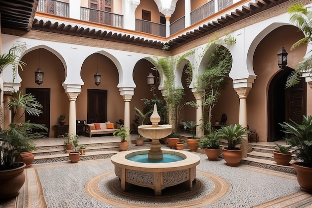 Photo moroccan riad courtyard