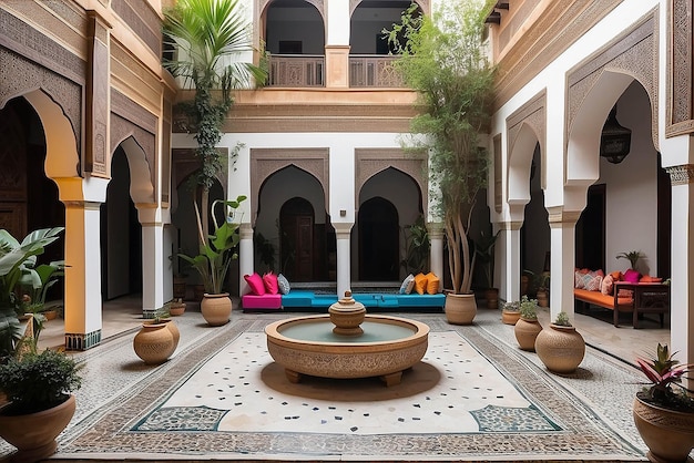 Photo moroccan riad courtyard