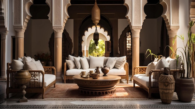 Moroccan Style Villa with Upholstered Chairs