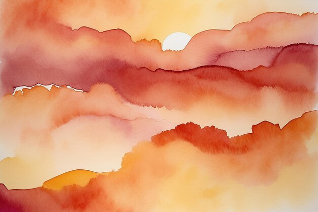 Photo moroccan sunrise glow watercolor texture in saffron yellow terracotta red and dusty rose tones