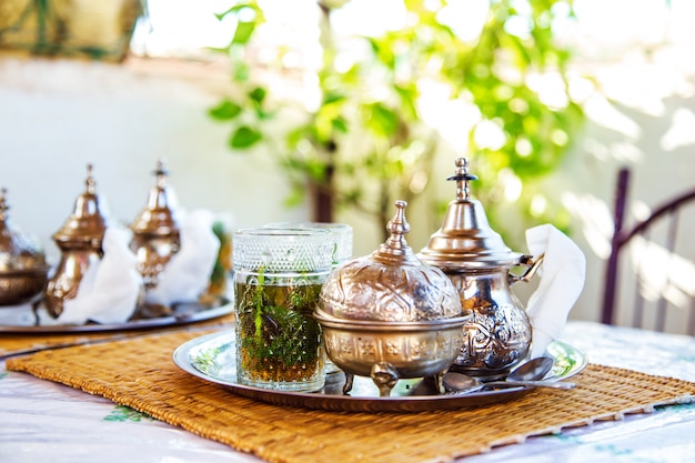 Moroccan traditional beverage in a teapot.