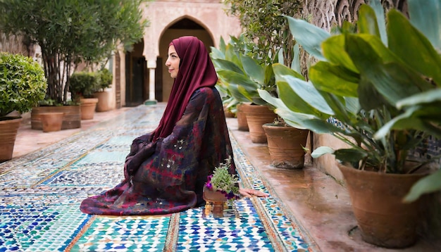 Photo moroccan woman wearing a traditional veil