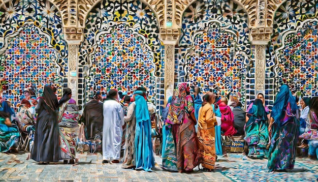 Moroccan women in traditional attire