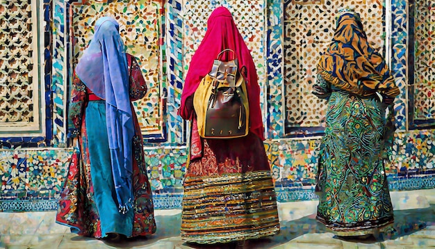 伝統的な服装を着たモロッコの女性