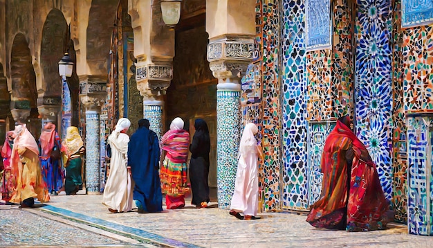 Moroccan women in traditional attire