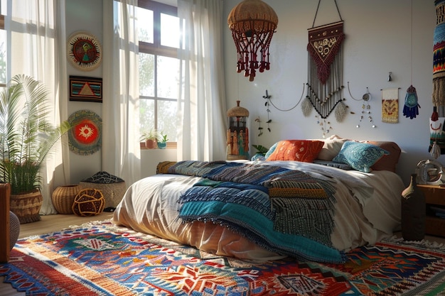 Moroccaninspired textiles in a boho bedroom octane