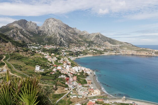 Morocco coast and the Spanish city of Ceuta