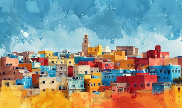 Morocco watercolor minimalist