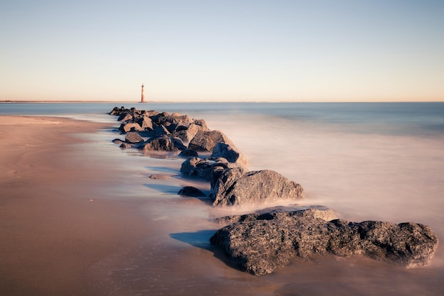 Morris Island Lighthouse at sunny morning