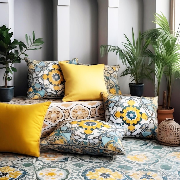 Симетричные мозаичные подушки на марокканскую тему