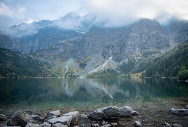 Morskie Oko lake Eye of the Sea at Tatra mountains in Poland