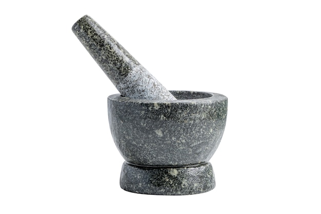 Mortar in Thailand for herb cooking isolated on white background with clipping path.