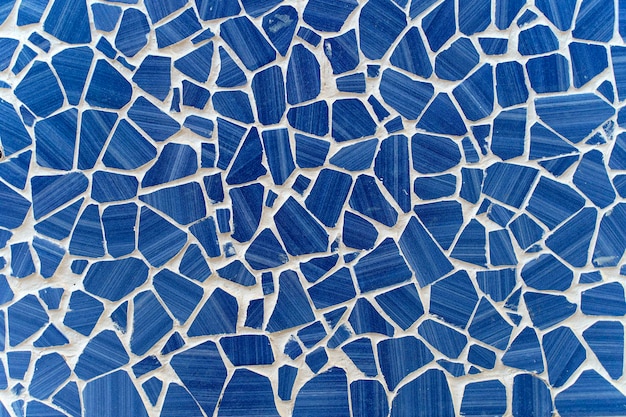 Mosaic background blue abstract pattern handmade ceramic tiles\
on the wall decoration interior design concept