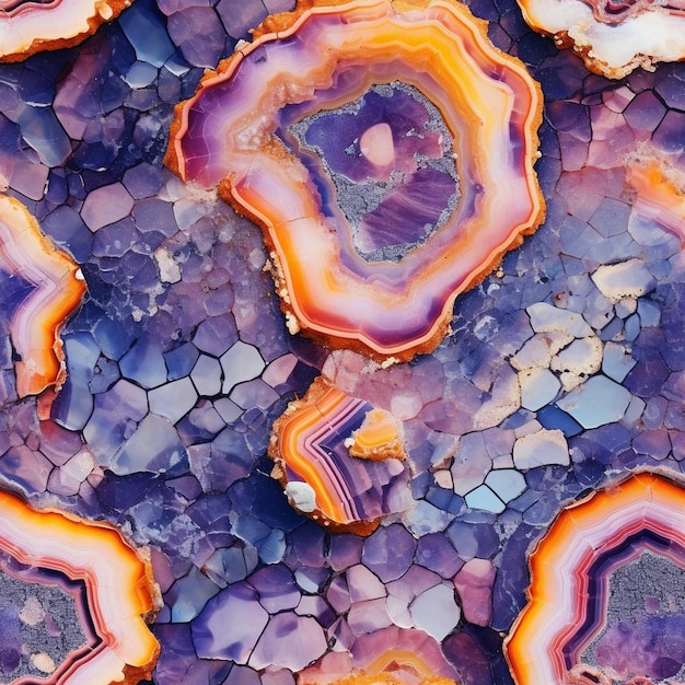 Мозаика из цветного стекла и фиолетового и фиолетового мрамора.