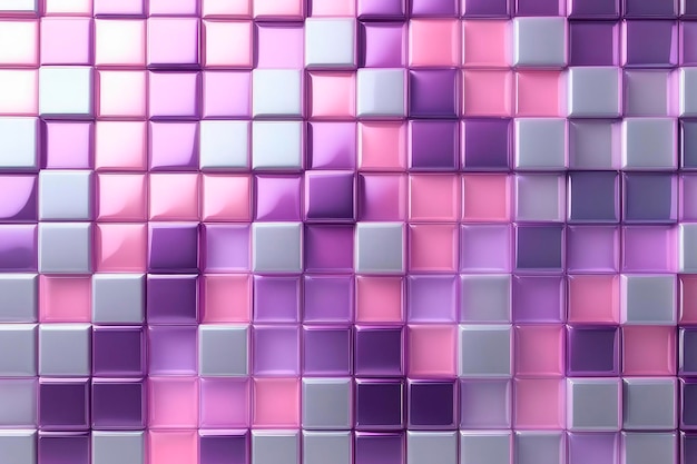 Mosaic cubic geometrical wall in lilac very light gray light silver pastel pink muted purple pink tones