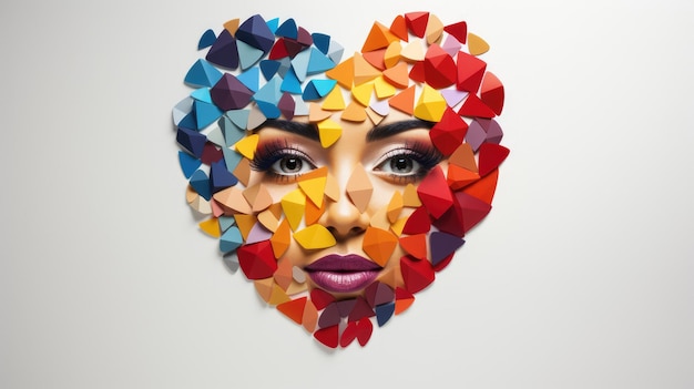 a mosaic of diverse faces forming a heart shape celebrating the beauty of friendship