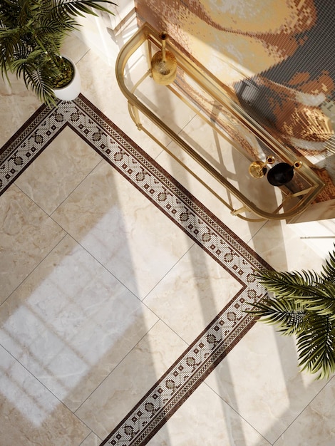 Mosaic floor in the interior. Classic style. 3d rendering