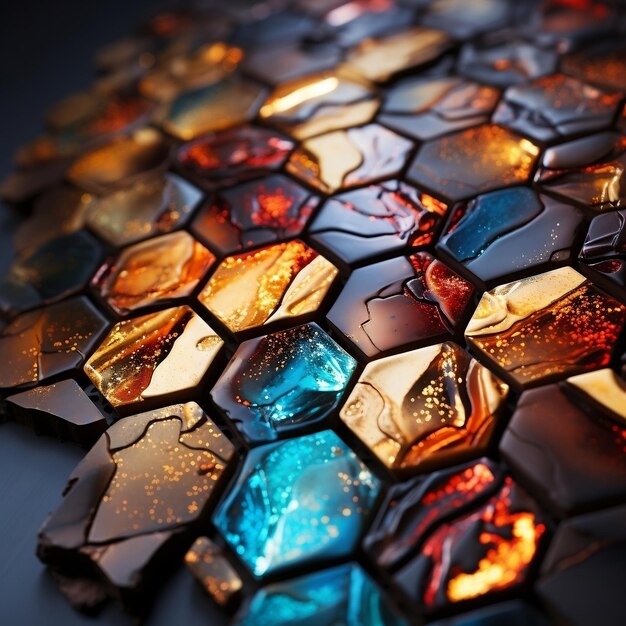 Mosaic hexagon pattern wallpaper