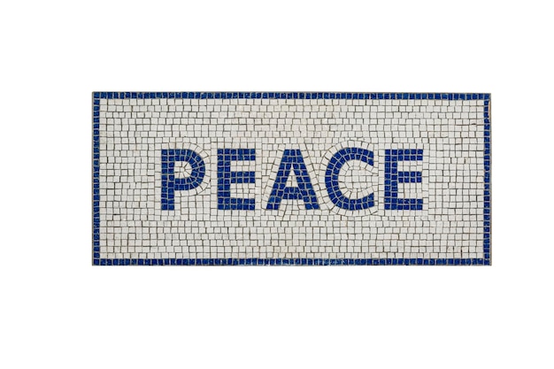 Mosaic inscription Peace Isolated on white background