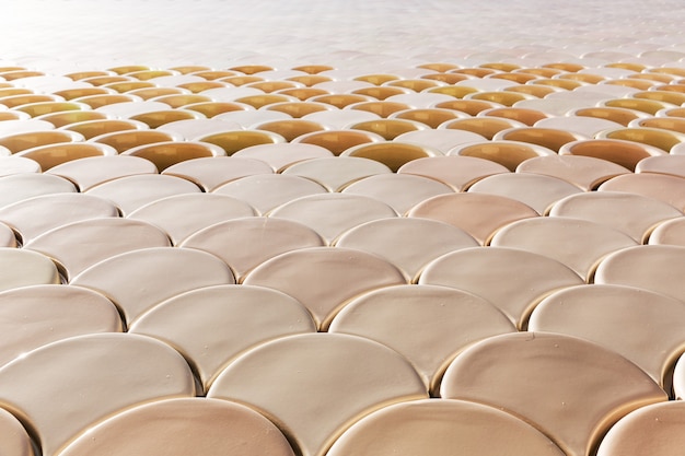 Mosaic pattern of ceramic tile on the wall closeup