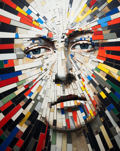 a mosaic portrait of a womans face