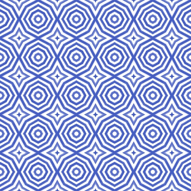 mosaic seamless pattern. indigo symmetrical kaleidoscope background. retro mosaic seamless design. textile ready stylish print, swimwear fabric, wallpaper, wrapping.