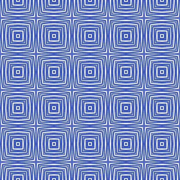 Mosaic seamless pattern Indigo symmetrical