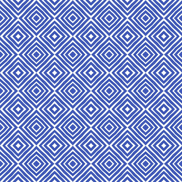 Mosaic seamless pattern Indigo symmetrical