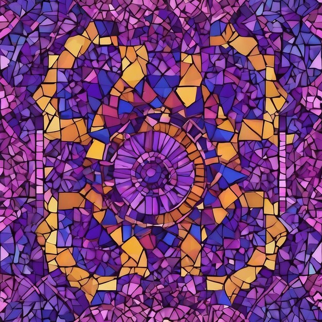 Mosaic seamless pattern purple indelible boho