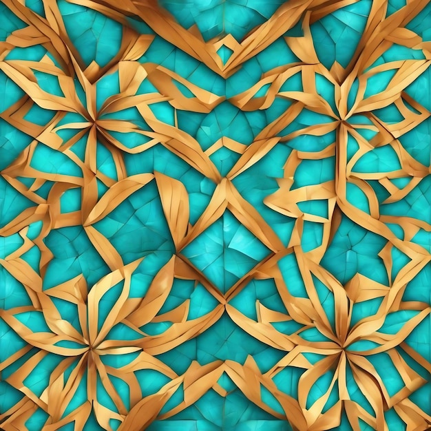 Mosaic seamless pattern turquoise symmetrical