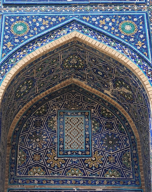 Mosaic of Shakhi Zinda complex. Unique and luxurious monument of Samarkand.