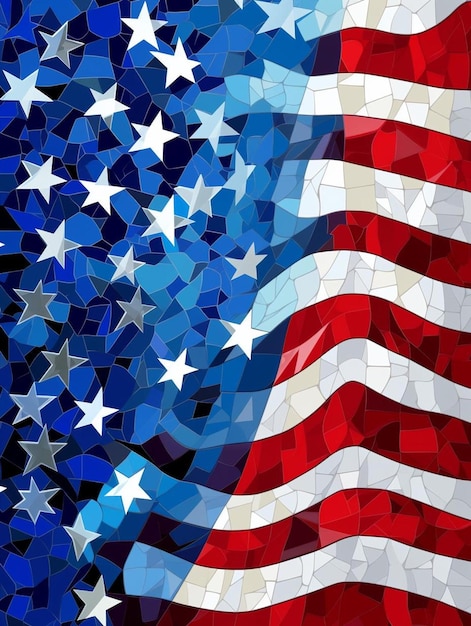 a mosaic of stars and stripes in the form of a flag.