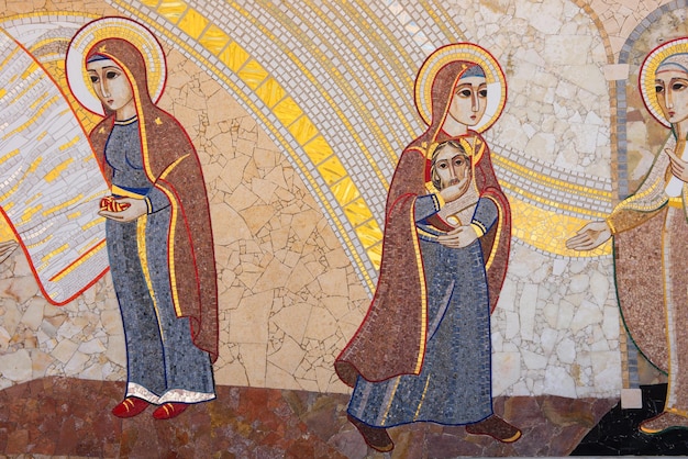 The mosaic of Ta Pinu in Malta is representing the 20 stations of the Cross