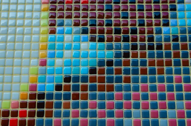 Mosaic tiles of different colors.