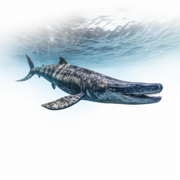 Mosasaurus geïsoleerd op witte achtergrond Generatieve AI