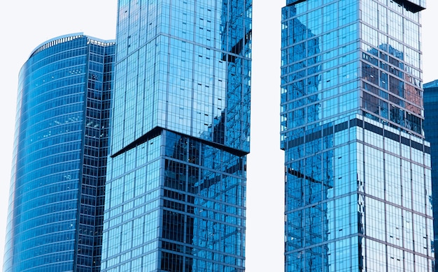 Moscow city skyscrapers close-up backdrop