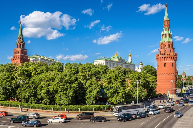 Moscow kremlin and road traffic russia
