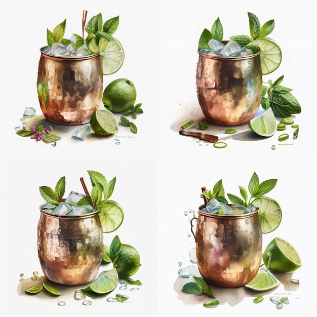 moscow mule cocktail cocktail with mint Created using generative AI