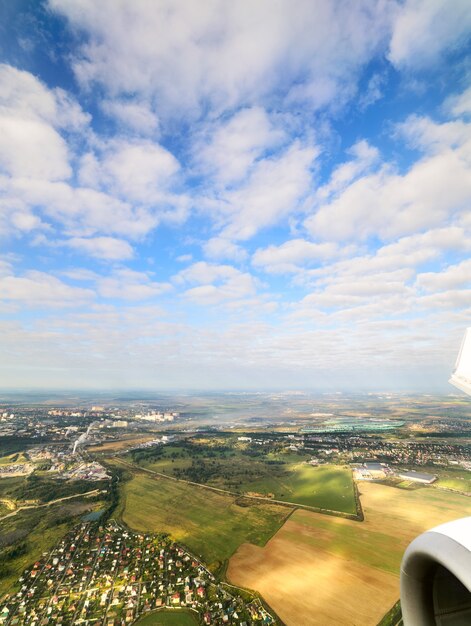 Московский регион. Вид с самолета с большой высоты.