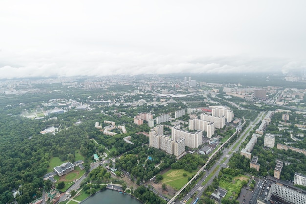 Москва, Россия. Вид с высоты на город Москву.