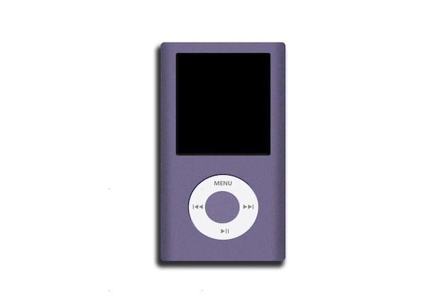 Photo moscow russiamay 2 2023 ipod applecool music player purple color isolated on white background