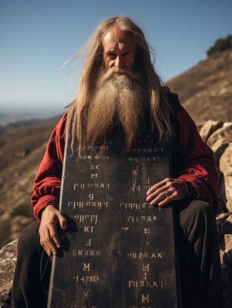 Foto mosè e i dieci comandamenti precetti dieci leggi fondamentali secondo il pentateuco furono date a mosè da dio stesso in presenza dei figli israele monte sinai cinquantesimo giorno dopo l'esodo dall'egitto