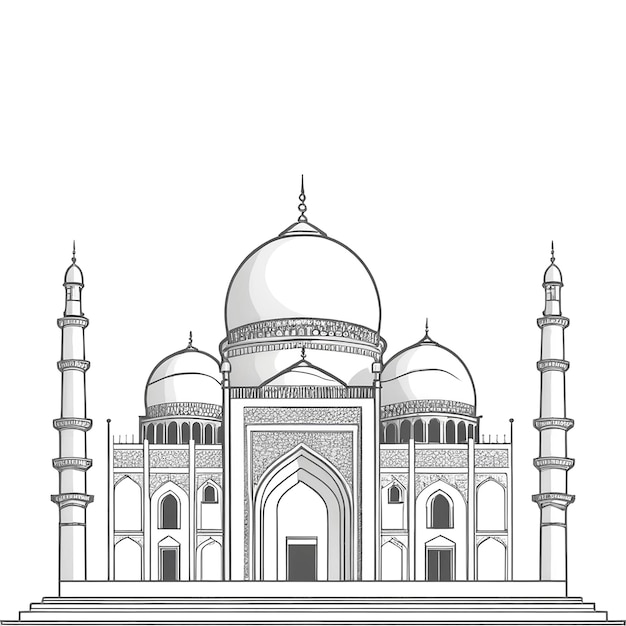 Moskee contour illustratie op witte achtergrond