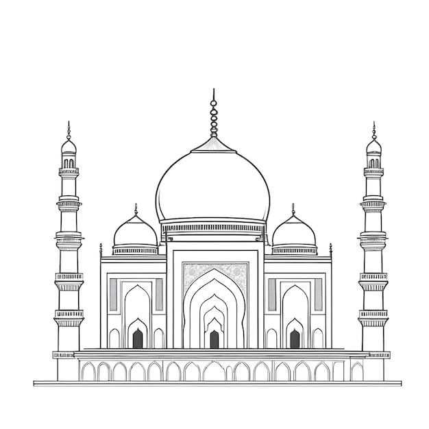 Moskee contour illustratie op witte achtergrond