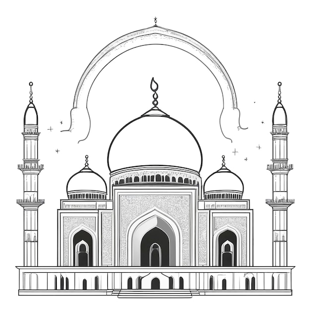 Moskee contour illustratie op witte achtergrond