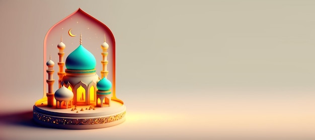 Moskee digitale afbeelding voor Ramadan islamitische viering achtergrond met kopie ruimte